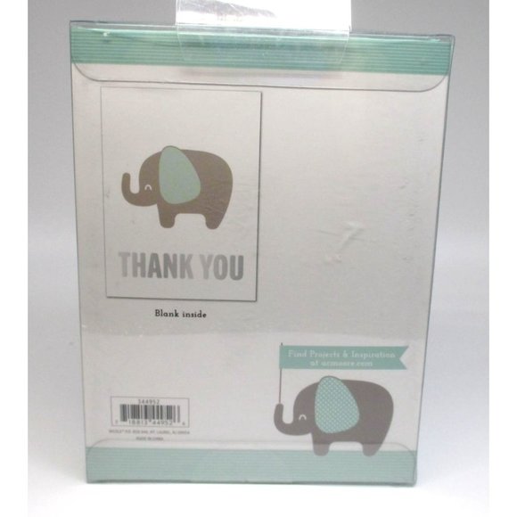 25 Elephant Thank You Cards Blank Inside NIB Baby Gift Shower - Picture 2 of 3